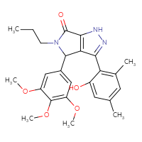 Chemical structure of 3-(2-hydroxy-4,6-dimethylphenyl)-5-propyl-4-(3,4,5-trimethoxyphenyl)-1H,4H,5H,6H-pyrrolo[3,4-c]pyrazol-6-one - CSSB00027510886