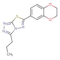 Chemical structure of 6-(2,3-dihydro-1,4-benzodioxin-6-yl)-3-propyl-[1,2,4]triazolo[3,4-b][1,3,4]thiadiazole - CSSB00121636991
