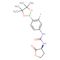 Chemical structure of 1-[3-fluoro-4-(4,4,5,5-tetramethyl-1,3,2-dioxaborolan-2-yl)phenyl]-3-[(3S)-2-oxooxolan-3-yl]urea - CSSB21245996027