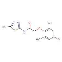 Chemical structure of 2-(4-bromo-2,6-dimethylphenoxy)-N-(5-methyl-1,3,4-thiadiazol-2-yl)acetamide - CSSB03436966242