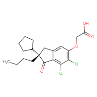 Chemical structure of 2-{[(2S)-2-butyl-6,7-dichloro-2-cyclopentyl-1-oxo-2,3-dihydro-1H-inden-5-yl]oxy}acetic acid - CSSB00000137085