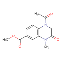 Chemical structure of methyl 1-acetyl-4-methyl-3-oxo-1,2,3,4-tetrahydroquinoxaline-6-carboxylate - CSSB21432554259