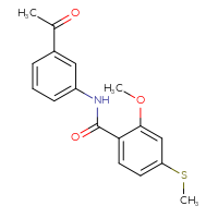 Chemical structure of N-(3-acetylphenyl)-2-methoxy-4-(methylsulfanyl)benzamide - CSSB00026391800