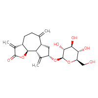 Chemical structure of (3aS,6aR,8S,9aR,9bS)-3,6,9-trimethylidene-8-{[(2R,3R,4S,5S,6R)-3,4,5-trihydroxy-6-(hydroxymethyl)oxan-2-yl]oxy}-dodecahydroazuleno[4,5-b]furan-2-one - CSSB14929136874