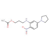 Chemical structure of 3-{[2-nitro-5-(pyrrolidin-1-yl)phenyl]amino}propyl acetate - CSSB00103159705