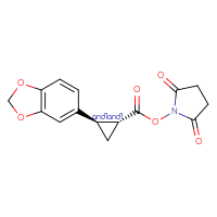 Chemical structure of rac-2,5-dioxopyrrolidin-1-yl (1R,2R)-2-(2H-1,3-benzodioxol-5-yl)cyclopropane-1-carboxylate - CSSB20270230343