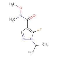 Chemical structure of 5-fluoro-N-methoxy-N-methyl-1-(propan-2-yl)-1H-pyrazole-4-carboxamide - CSSB21151595068