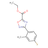 Chemical structure of ethyl 3-(4-fluoro-2-methylphenyl)-1,2,4-oxadiazole-5-carboxylate - CSSB00001631638