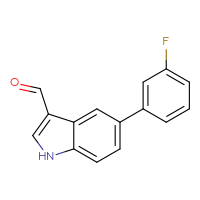 Chemical structure of 5-(3-fluorophenyl)-1H-indole-3-carbaldehyde - CSSB02169490781