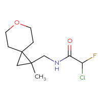 Chemical structure of 2-chloro-2-fluoro-N-({1-methyl-6-oxaspiro[2.5]octan-1-yl}methyl)acetamide - CSSB21332054929