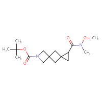 Chemical structure of tert-butyl 1-[methoxy(methyl)carbamoyl]-7-azadispiro[2.1.3⁵.1³]nonane-7-carboxylate - CSSB20115693692