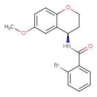 Chemical structure of 2-bromo-N-[(4R)-6-methoxy-3,4-dihydro-2H-1-benzopyran-4-yl]benzamide - CSSB02122010535