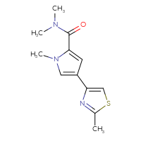 Chemical structure of N,N,1-trimethyl-4-(2-methyl-1,3-thiazol-4-yl)-1H-pyrrole-2-carboxamide - CSSB00032605745
