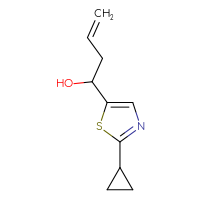 Chemical structure of 1-(2-cyclopropyl-1,3-thiazol-5-yl)but-3-en-1-ol - CSSB00018970751