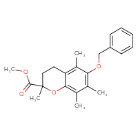 Chemical structure of methyl 6-(benzyloxy)-2,5,7,8-tetramethyl-3,4-dihydro-2H-1-benzopyran-2-carboxylate - CSSB02235354524