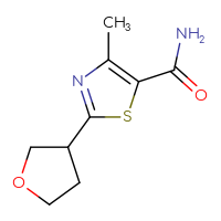Chemical structure of 4-methyl-2-(oxolan-3-yl)-1,3-thiazole-5-carboxamide - CSSB00099321612