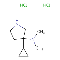 Chemical structure of 3-cyclopropyl-N,N-dimethylpyrrolidin-3-amine dihydrochloride - CSSB06726388279