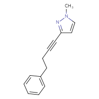 Chemical structure of 1-methyl-3-(4-phenylbut-1-yn-1-yl)-1H-pyrazole - CSSB21298174851