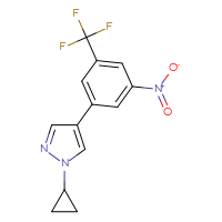 Chemical structure of 1-cyclopropyl-4-[3-nitro-5-(trifluoromethyl)phenyl]-1H-pyrazole - CSSB21531608841