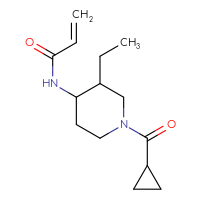 Chemical structure of N-(1-cyclopropanecarbonyl-3-ethylpiperidin-4-yl)prop-2-enamide - CSSB00697461320