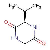 Chemical structure of (3R)-3-(propan-2-yl)piperazine-2,5-dione - CSSB00009814968