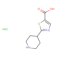 Chemical structure of 2-(piperidin-4-yl)-1,3-thiazole-5-carboxylic acid hydrochloride - CSSB21043308401