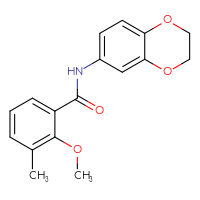 Chemical structure of N-(2,3-dihydro-1,4-benzodioxin-6-yl)-2-methoxy-3-methylbenzamide - CSSB00121617469