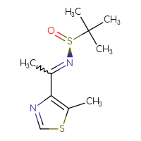 Chemical structure of (S)-2-methyl-N-[1-(5-methyl-1,3-thiazol-4-yl)ethylidene]propane-2-sulfinamide - CSSB20823155798
