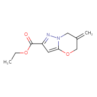 Chemical structure of ethyl 6-methylidene-5H,6H,7H-pyrazolo[3,2-b][1,3]oxazine-2-carboxylate - CSSB14987724550