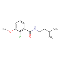 Chemical structure of 2-chloro-3-methoxy-N-(3-methylbutyl)benzamide - CSSB06414084261