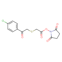 Chemical structure of 2,5-dioxopyrrolidin-1-yl 2-{[2-(4-chlorophenyl)-2-oxoethyl]sulfanyl}acetate - CSSB20269635390