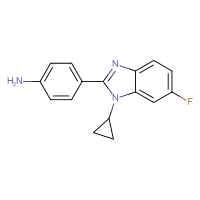 Chemical structure of 4-(1-cyclopropyl-6-fluoro-1H-1,3-benzodiazol-2-yl)aniline - CSSB00000760575