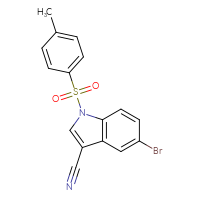 Chemical structure of 5-bromo-1-(4-methylbenzenesulfonyl)-1H-indole-3-carbonitrile - CSSB21332148056