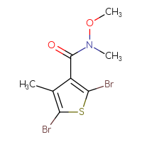 Chemical structure of 2,5-dibromo-N-methoxy-N,4-dimethylthiophene-3-carboxamide - CSSB05560509188