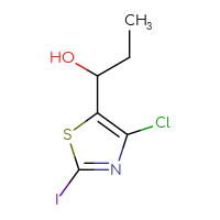 Chemical structure of 1-(4-chloro-2-iodo-1,3-thiazol-5-yl)propan-1-ol - CSSB21246425264
