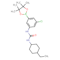 Chemical structure of 1-[3-chloro-5-(4,4,5,5-tetramethyl-1,3,2-dioxaborolan-2-yl)phenyl]-3-(4-ethylcyclohexyl)urea - CSSB21332161075