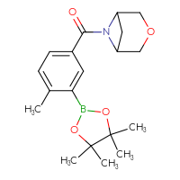 Chemical structure of 6-[4-methyl-3-(4,4,5,5-tetramethyl-1,3,2-dioxaborolan-2-yl)benzoyl]-3-oxa-6-azabicyclo[3.1.1]heptane - CSSB00348447415