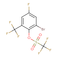 Chemical structure of 2-bromo-4-fluoro-6-(trifluoromethyl)phenyl trifluoromethanesulfonate - CSSB21009514854