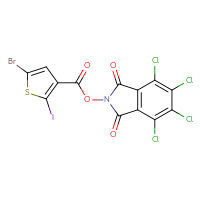Chemical structure of 4,5,6,7-tetrachloro-1,3-dioxo-2,3-dihydro-1H-isoindol-2-yl 5-bromo-2-iodothiophene-3-carboxylate - CSSB20270808512