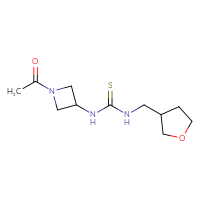 Chemical structure of 3-(1-acetylazetidin-3-yl)-1-[(oxolan-3-yl)methyl]thiourea - CSSB21432502720