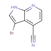 Chemical structure of 3-bromo-1H-pyrrolo[2,3-b]pyridine-4-carbonitrile - CSSB00010212595