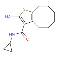 Chemical structure of 2-amino-N-cyclopropyl-4H,5H,6H,7H,8H,9H-cycloocta[b]thiophene-3-carboxamide - CSSB00000776688
