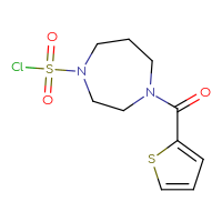 Chemical structure of 4-(thiophene-2-carbonyl)-1,4-diazepane-1-sulfonyl chloride - CSSB21224772910