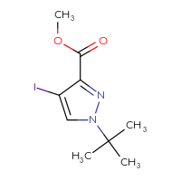 Chemical structure of methyl 1-tert-butyl-4-iodo-1H-pyrazole-3-carboxylate - CSSB15007346715