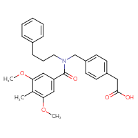 Chemical structure of 2-(4-{[1-(3,5-dimethoxy-4-methylphenyl)-N-(3-phenylpropyl)formamido]methyl}phenyl)acetic acid - CSSB00103150855