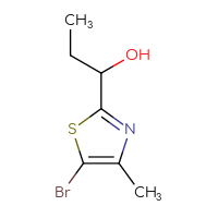 Chemical structure of 1-(5-bromo-4-methyl-1,3-thiazol-2-yl)propan-1-ol - CSSB00116408204