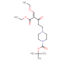 Chemical structure of tert-butyl 4-[(4Z)-5-ethoxy-4-(ethoxymethylidene)-3,5-dioxopentyl]piperazine-1-carboxylate - CSSB21414458146