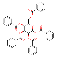 Chemical structure of (2R,3S,4S,5R,6R)-3,4,5-tris(benzoyloxy)-6-[(benzoyloxy)methyl]oxan-2-yl benzoate - CSSB03437846641