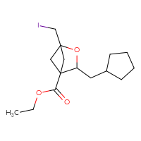 Chemical structure of ethyl 3-(cyclopentylmethyl)-1-(iodomethyl)-2-oxabicyclo[2.1.1]hexane-4-carboxylate - CSSB06256033164