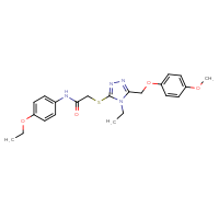 Chemical structure of N-(4-ethoxyphenyl)-2-({4-ethyl-5-[(4-methoxyphenoxy)methyl]-4H-1,2,4-triazol-3-yl}sulfanyl)acetamide - CSSB00121699003